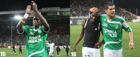 bayal a gauche entrain de remercié les supporteres stéphanois